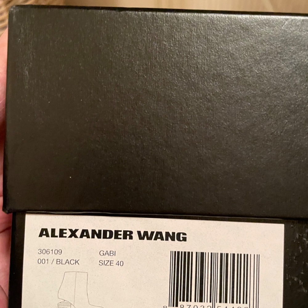 Alexander Wang Gabi Black Ankle Boots Silver Sliced  Heel Sz 40 - Picture 13 of 13